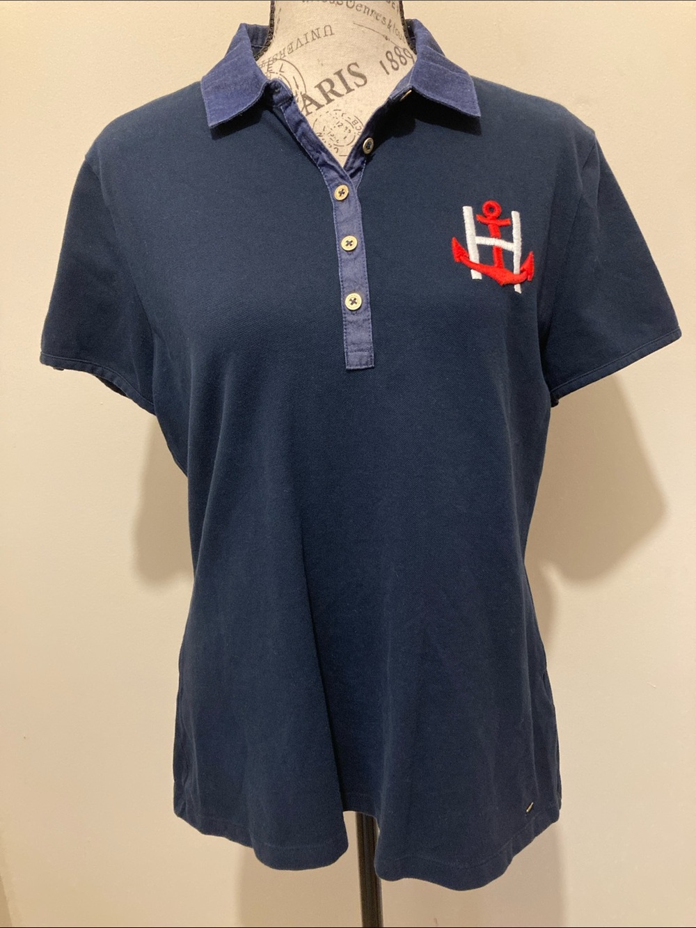 Tommy Hilfiger Navy Polo with Red & White Anchor Logo
